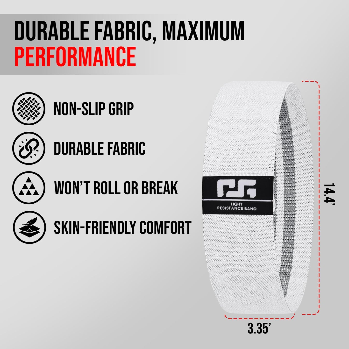 Generic Resistance Bands Set of 3 Heavy Duty Exercise Bands for Strength Training, Yoga, Flexibility, and Squats Includes Carry Bag (White, Grey, Black)