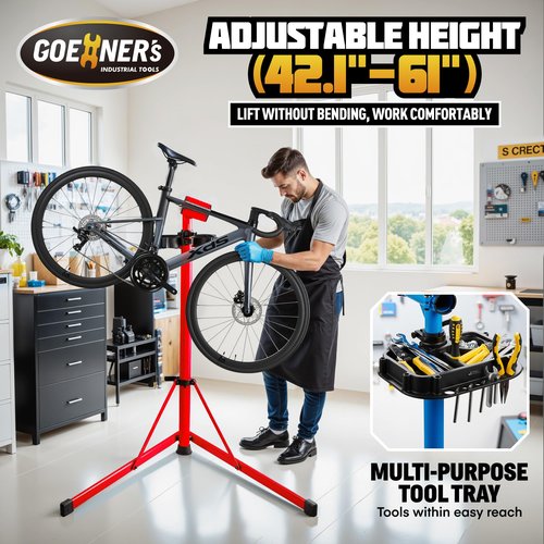 Osluken Bike Repair Stand, 176 LBS Heavy Duty Portable Bicycle Mechanic Maintenance Workstand with Tool Tray, Steel & Aluminum Shop Home Adjustable Height Foldable Bike Work Stand for E Bike, MTB, RB