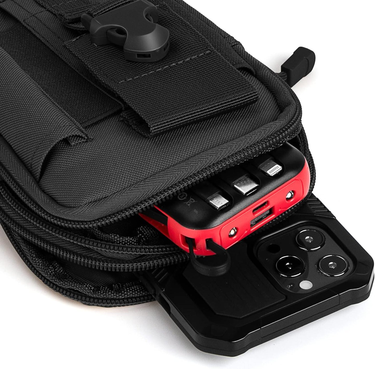 IronSeals Tactical Molle Phone Pouch Compact Utility Belt Waist Bag with Shoulder Strap for iPhone 14 Plus/14 Pro Max/14 Pro/14/13 Pro Max/13/12 Pro