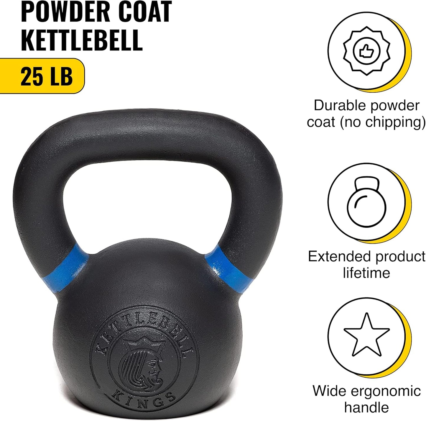 Powder Coated Kettlebell Weights 5-90 LB | Durable Gym Equipment for Strength Training