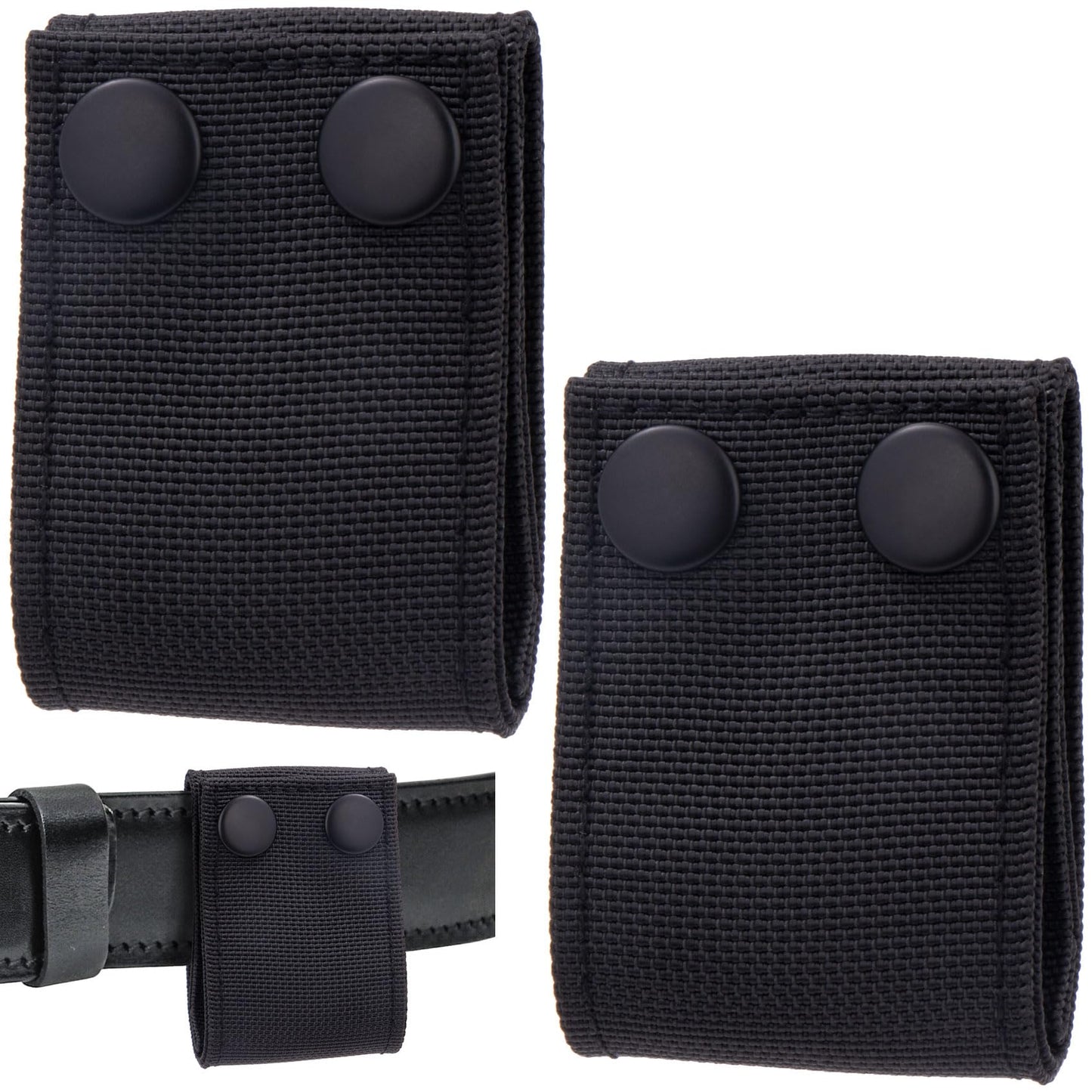 Isslly 2PCS Nylon Handcuff Straps, 1.97x2.84inch Handcuff Holder for Belt, Duty Belt Accessories, Double Snap Buckles, Slide on Belt