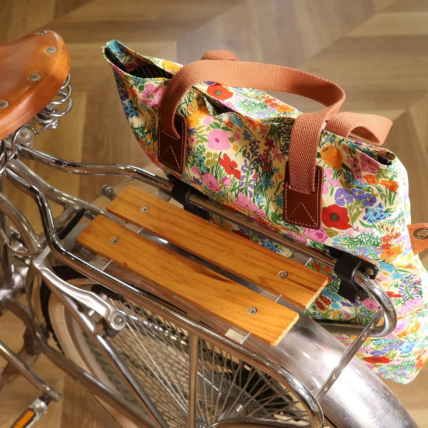 TOURBON Canvas Clip-On Quick-Release Bike Panniers Women's Shoulder Tote Bag