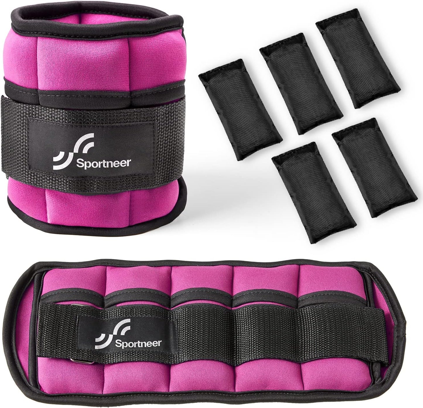 Sportneer Adjustable Ankle Weights for Women and Men 7 lbs/Pair Adjustable Leg Weights with Secure Straps, Strength Training Weighted for Yoga, Walking, Running, Aerobics, Gym, Physical Therapy