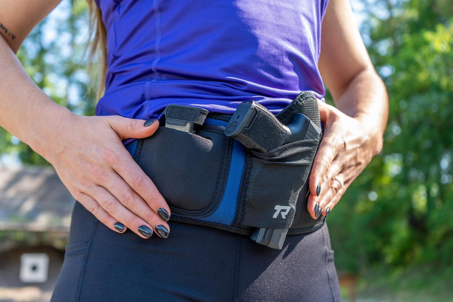Rounded Belly Band Holster for Men Women - Gun Holster for Comfortable Carry Fits Glock, Smith Wesson, Taurus, Ruger, & More-Breathable Neoprene Waistband Holster for Most Pistols & Revolvers BLK, SM