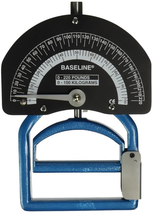 Baseline 12-0281 Smedley Spring Adjustable Handle Hand Dynamometer, 0 to 220 lbs. Force Range