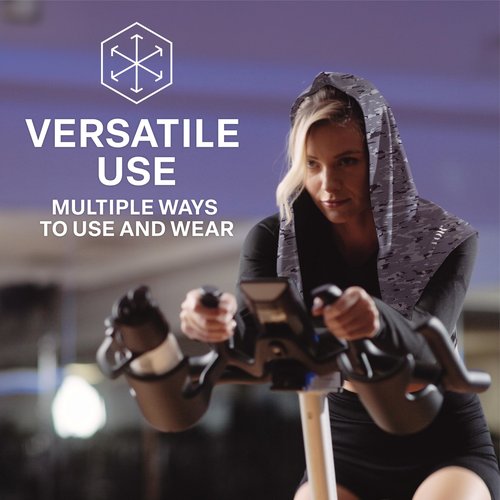 COLD FACTOR Instant Cooling Hoodie Towel (Gray Camo) | Advanced Chemical-Free Evaporative Cooling Technology | UPF 50+ & Reflective Safety | Moisture Wicking |2+ Hours of Cooling