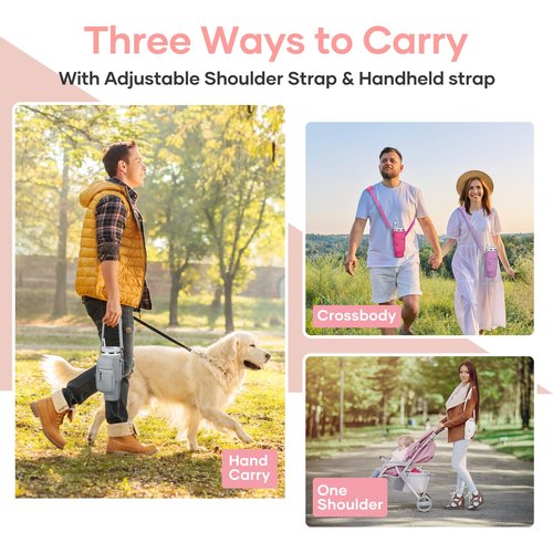 linmaya Carrier Bag with Phone Pocket and 2 Adjustbale Straps for Stanley 40oz Tumbler（Purple+Pink）