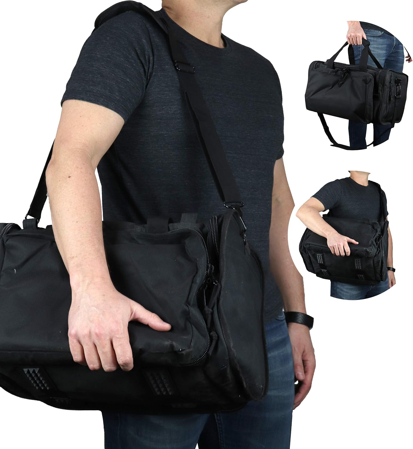 Tactical Range Bag with Removable Pistol Pouches - Duffle for Ammo, Shooting & Hunting