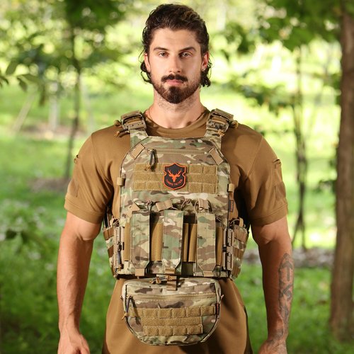 Tuxapo Tactical Molle Vest for Big Men with Quick Release Front Pouch Set Heavy-Duty Detachable and Reassembleable
