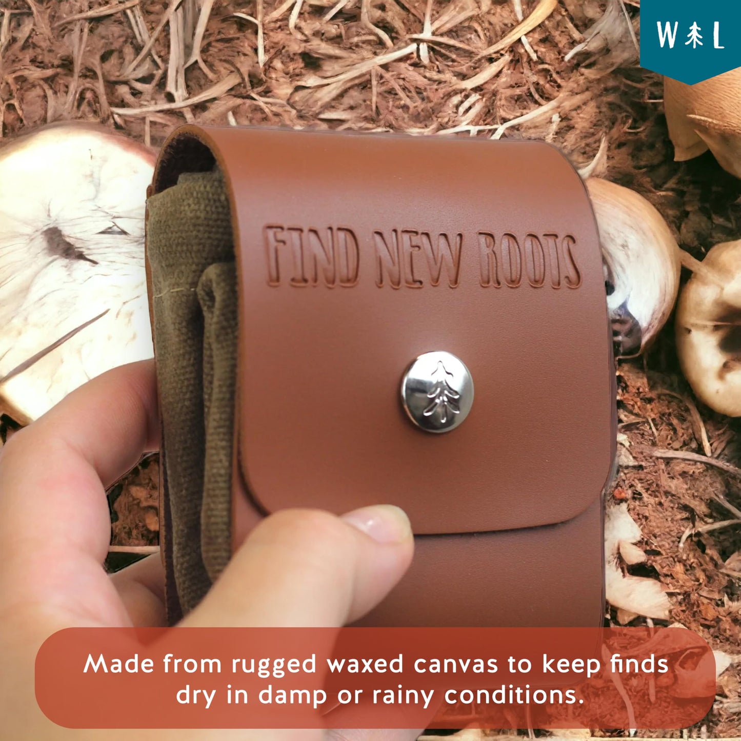 Foraging Bag Outdoor Water-Resistant Waxed Canvas Carrying Bag with Two Sturdy Belt Snaps for Collecting Rocks Plants Shells and More!