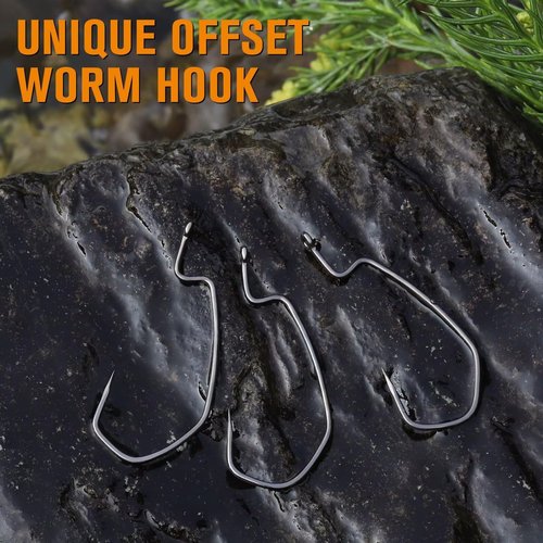 Dovesun EWG Offset Worm Hooks for Bass Fishing 100PCS/50PCS Texas Rig Hooks for Freshwater Saltwater 3/0 * 50PCS