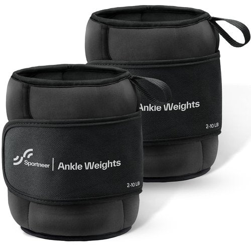 Sportneer Adjustable Ankle Weights for Women and Men 1 Pair of 4 8 12 16 20 LBS Heavy Weighted Leg Weights with Adjustable Straps, Strength Training Weights for Yoga, Aerobics, Gym, Fitness, Workout