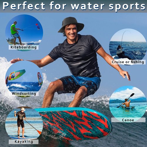 Seektop Surf Bucket Hat with UPF 50+ UV Protection, Waterproof Sun Hat with Adjustable Chin Strap for Surfing, Water Sports Black