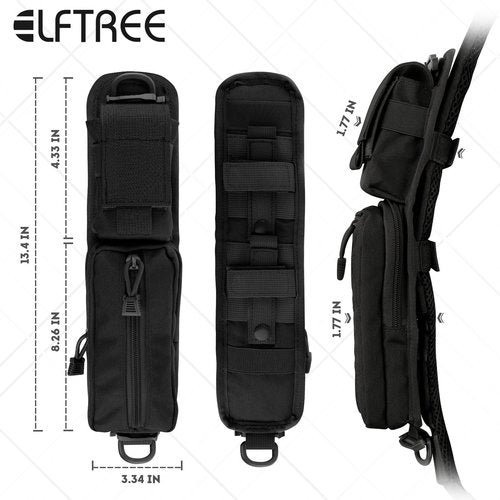 Tactical Molle Accessories Pouch for Backpack Strap, Backpack Strap Pouch Shoulder Strap Molle Attachment Double Zipper Pocket (Black-2 Pack)