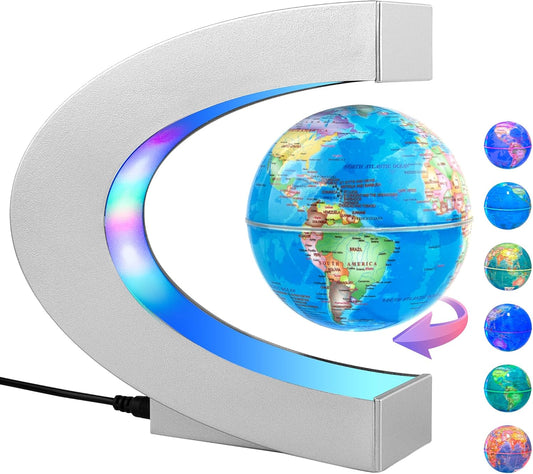 MOKOQI Magnetic Levitating Globe with LED Light, Cool Tech Gift for Men Father Boys and Girls , Birthday Gifts for Kids, Floating Globes World Desk Gadget Decor in Office Home/Display Frame Stand