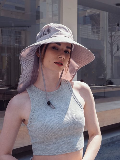LMLALML Womens Sun Hats Hiking Fishinghat Wide Brim UPF 50+ UV Protection Gardening Hats with Large Neck Flap for Womens and Young Girls Light Gray