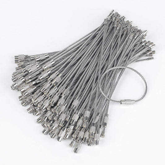 Pawfly 5 Inch/10 Inch Wire Keychain Cable Large Stainless Steel Key Ring Loop Holder, 20/50/100 Pack