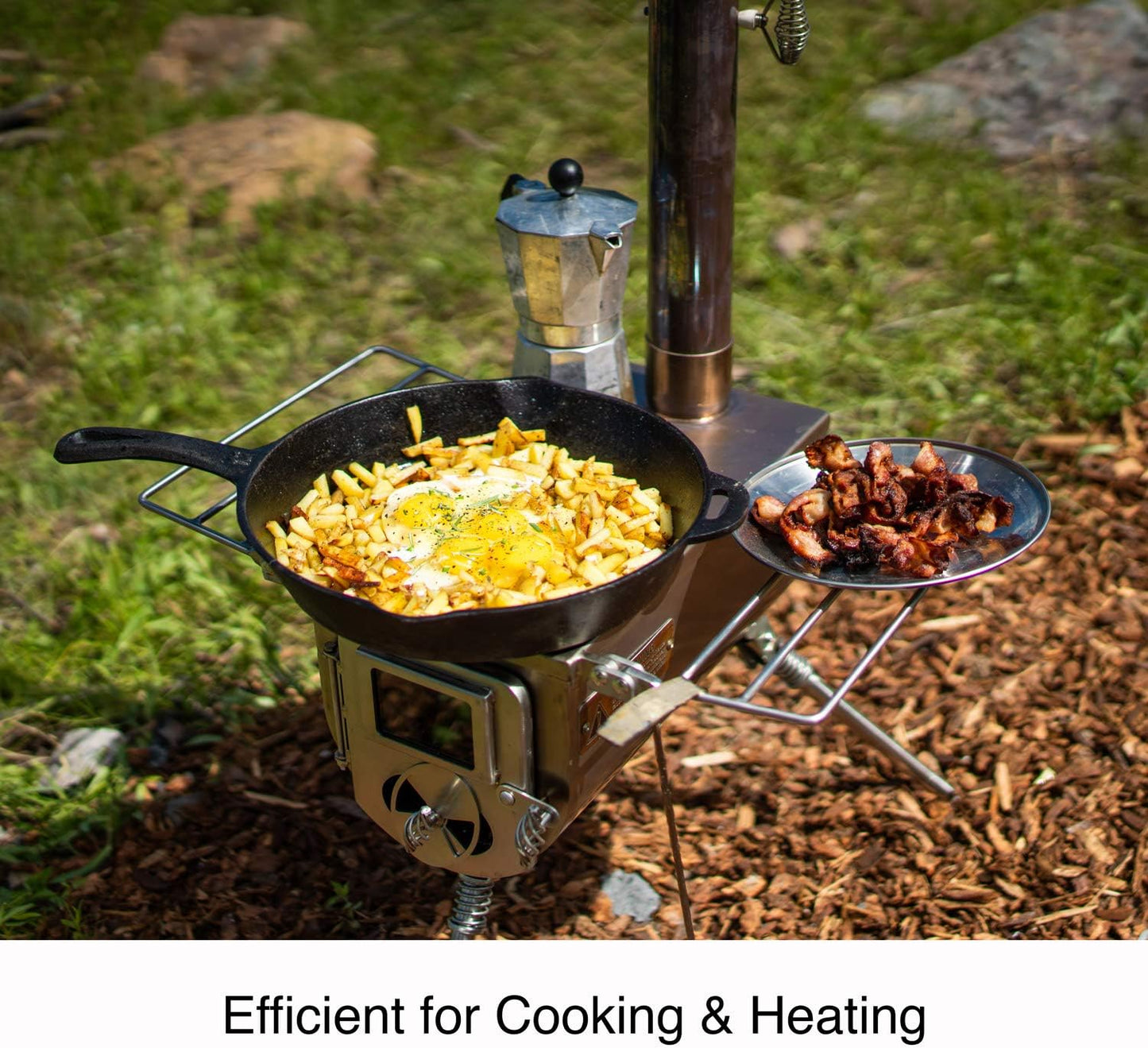 Winnerwell Woodlander Medium Tent Stove | Tiny Portable Wood Burning Stove for Tents, Shelters, and Camping | 800 Cubic Inch Firebox | Precision Stainless Steel Construction | Includes Chimney Pipe