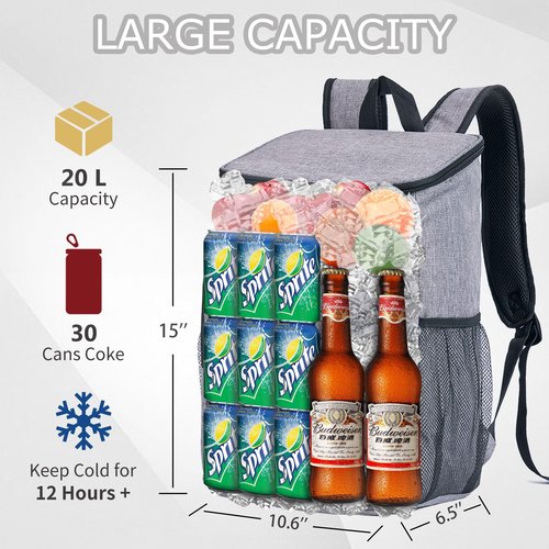 Cooler Backpack Large Insulated Leak Proof Lunch Backpack Portable Lightweight Cooler Bag for Travel Hiking Camping Men Women