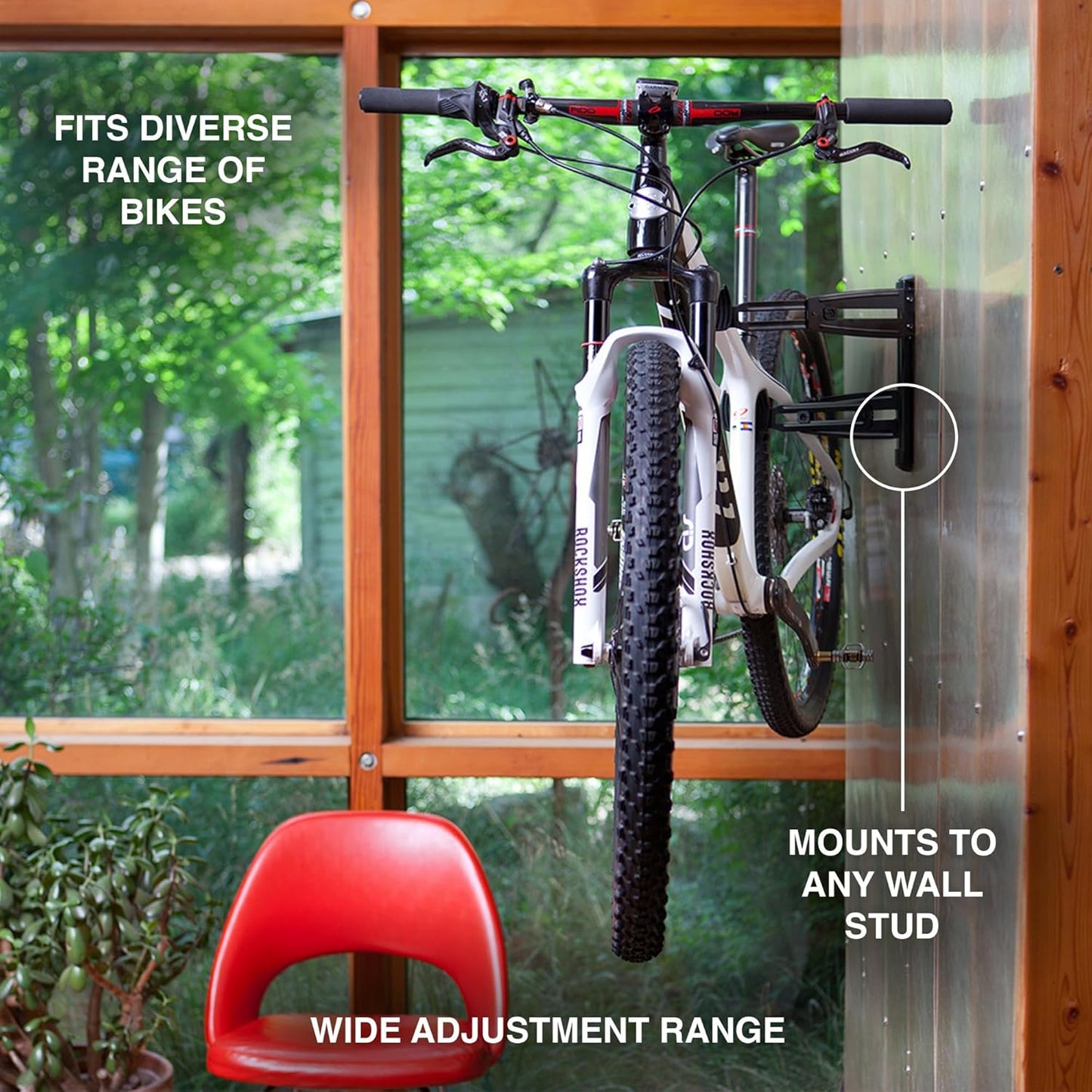Velo Wall Rack 2D Bike Storage - Adjustable Bicycle Hanger for Garage & Apartment
