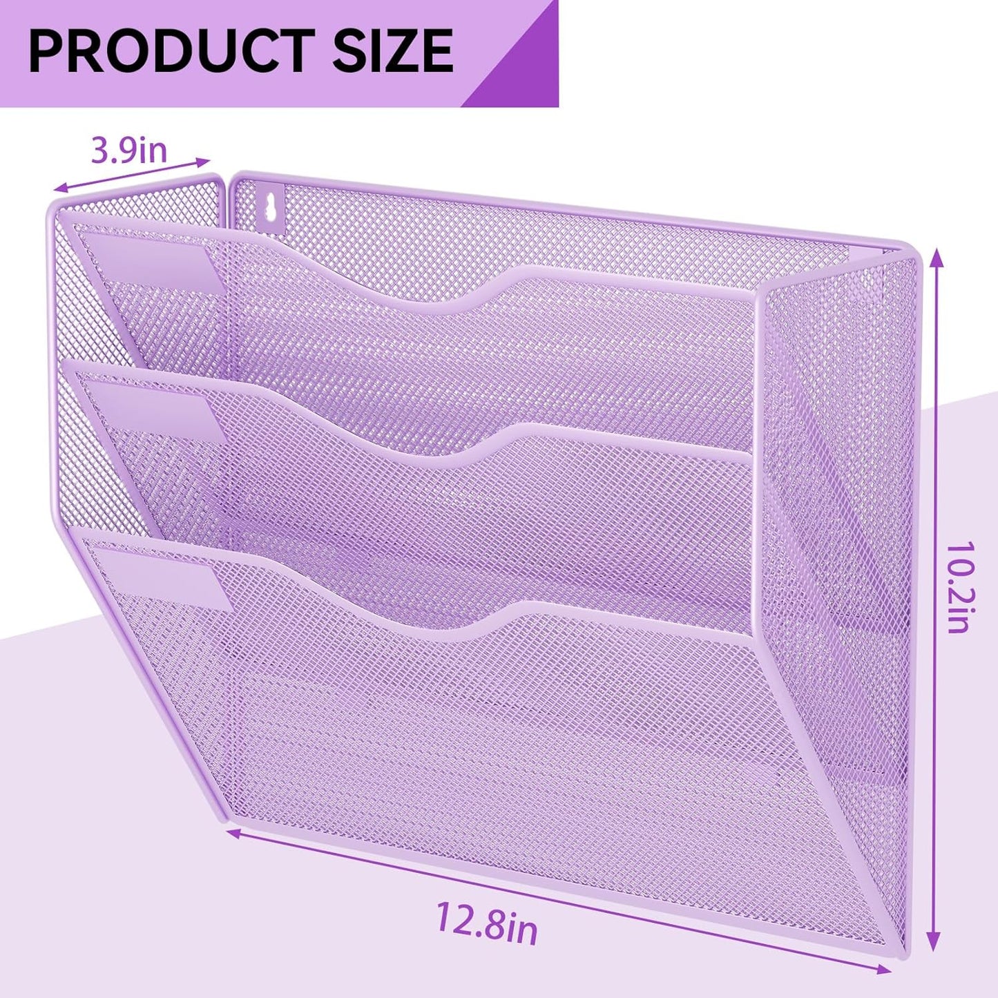 5 Pockets Mesh Hanging Wall File Holder Organizer Wall Mounted Paper Magazine Rack, Black