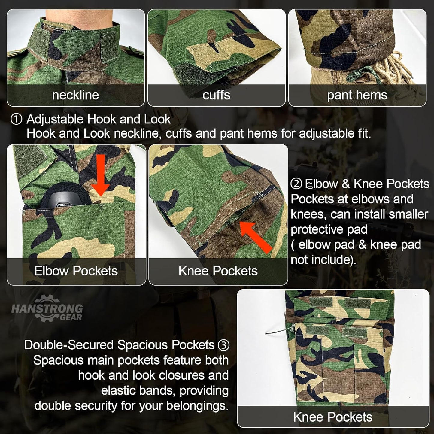 Military Tactical Mens Hunting Combat BDU Uniform Suit Shirt & Pants with Belt MC