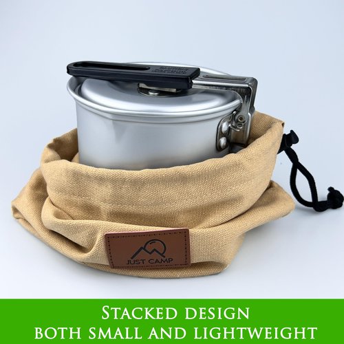 Pubgeer Foldable Camping Pot and Camping Mugs 3Pcs Set Camping Cookware Mess Kit for Backpacking Gear 750ml Pot and 550ml/350ml Cup Lightweight Folding Cooking Set Camping Coffee Pot