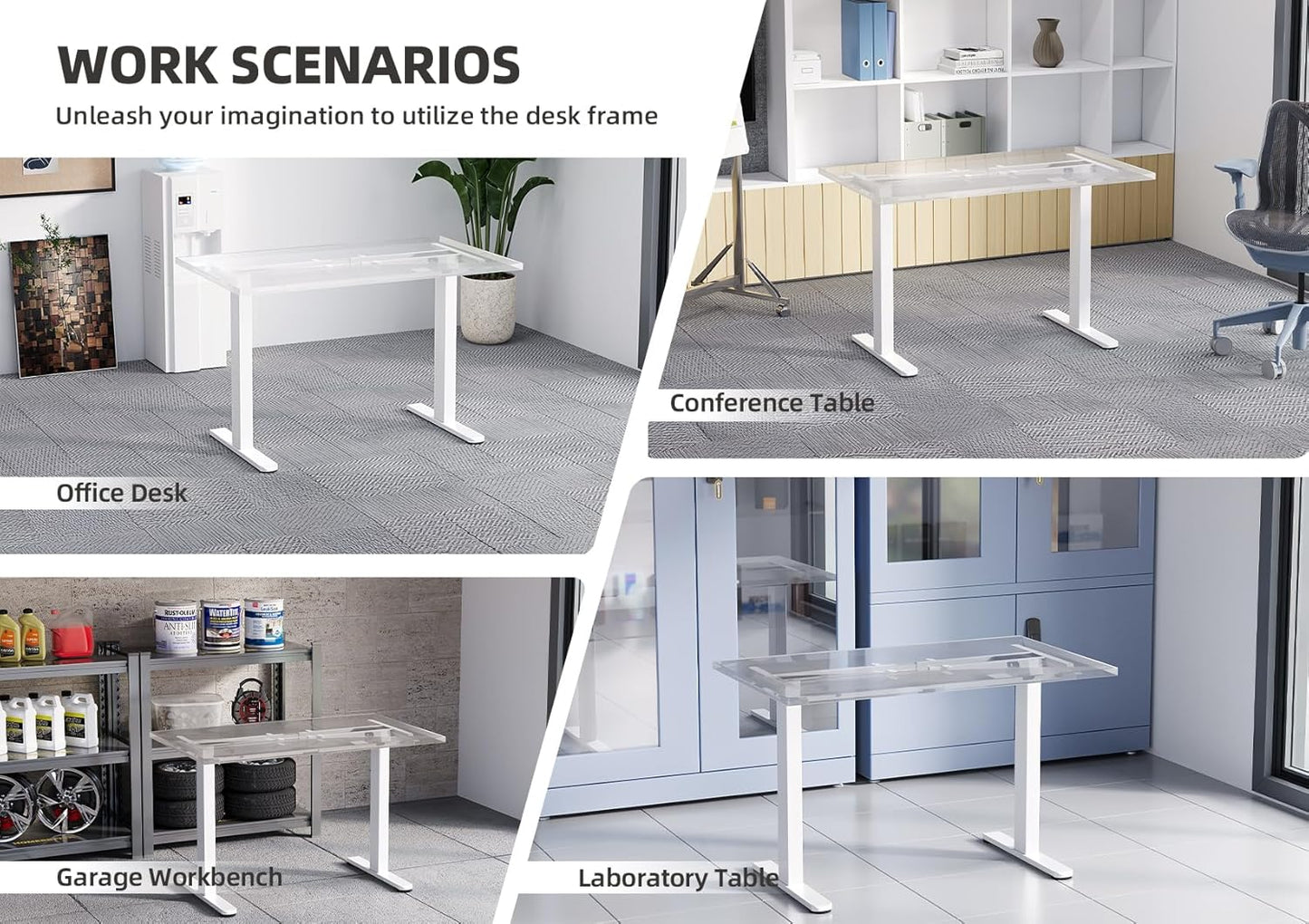 Claiks Standing Desk Frame, Electric Stand Up Desk Legs Frame Workstation Up to 63",T-Shaped Adjustable Standing Computer Desk for Home and Office, (Black Frame only)