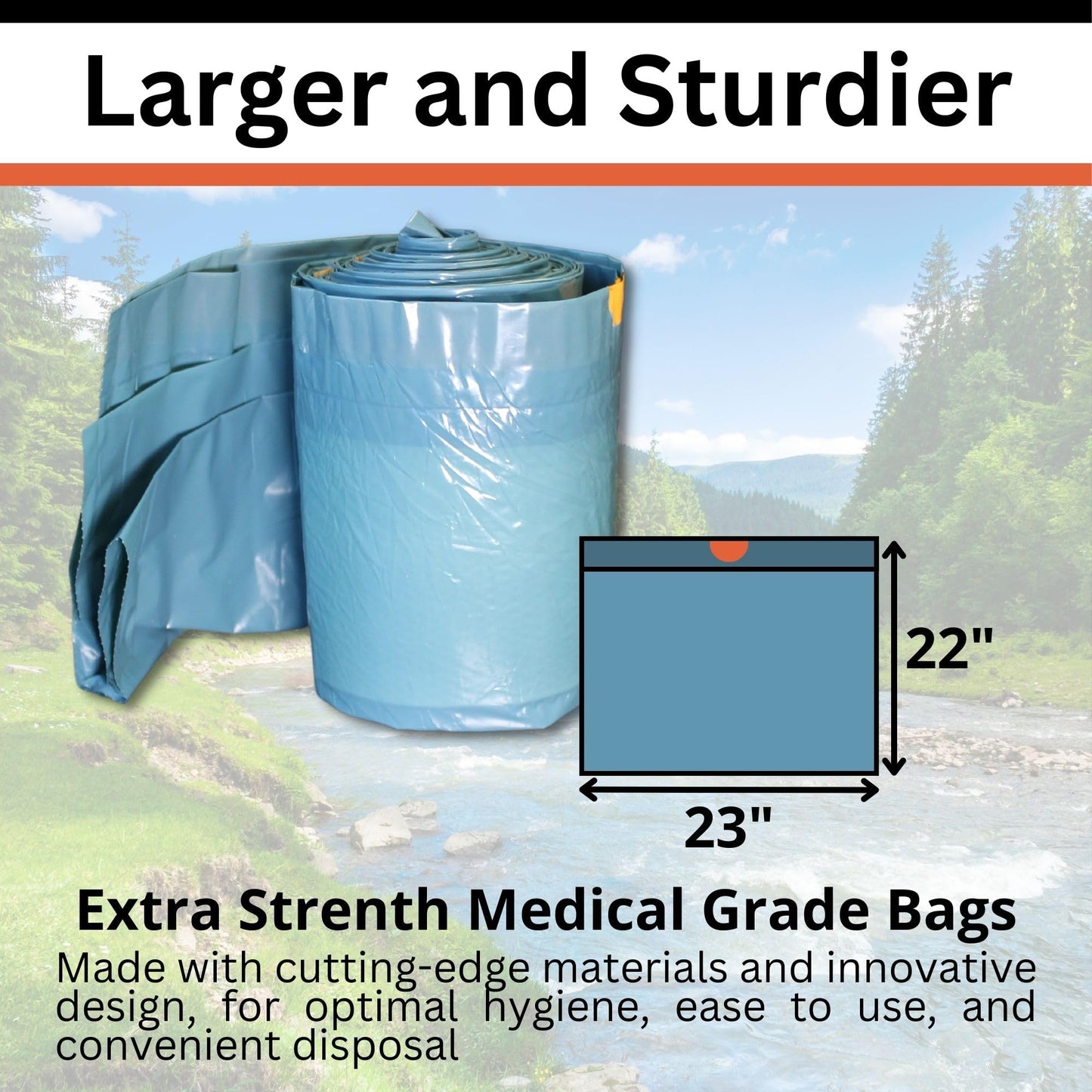 Portable Toilet Waste Bags Extra Strength with Super Absorbent Pad (12 Count) - With Advanced Odor Control System - Extra Large - Fits All Buckets and Camping Toilets (Extra Strength, 12)