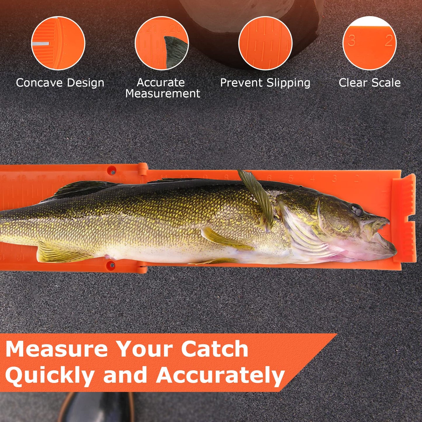 Haxrotin Fish Measuring Board Foldable, Compact Folding Fish Ruler for Boat, Unfolded 36 Inches Bump Board Fishing Ruler Folded to 12 Inches