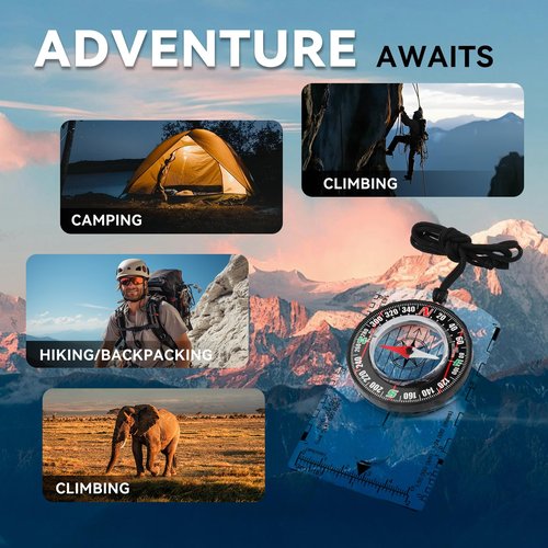 Magnetic Compass for Kids – Orienteering & Wilderness Survival Navigation Gear, Pocket Hiking Compass for Camping, Backpacking, Hunting, Outdoor Adventure