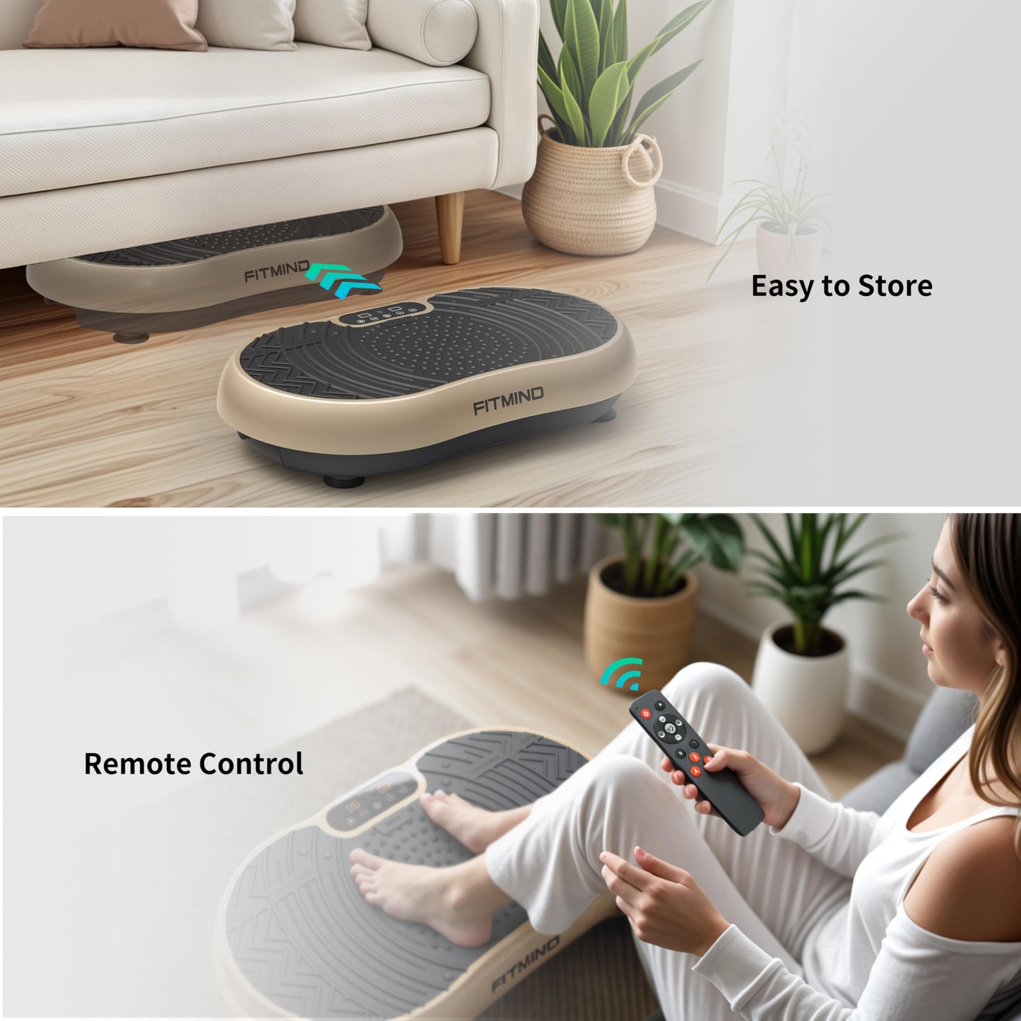 FITMIND Vibration Plate Exercise Machine, 24" x 14" Extra-Large Vibration Plate for Lymphatic Drainage, Vibration Plates for Weight Loss, Relaxing, Recovery