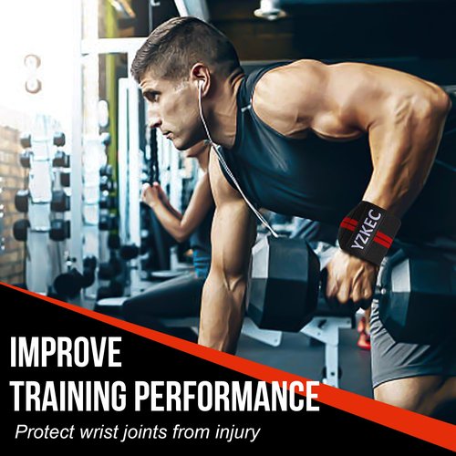 YZKEC Weightlifting Wrist Wraps with Thumb Loop，Best Wrist Support Braces for Weight Lifting, Bodybuilding, Strength Training，Lifting Straps for Women and men （Pair），Red