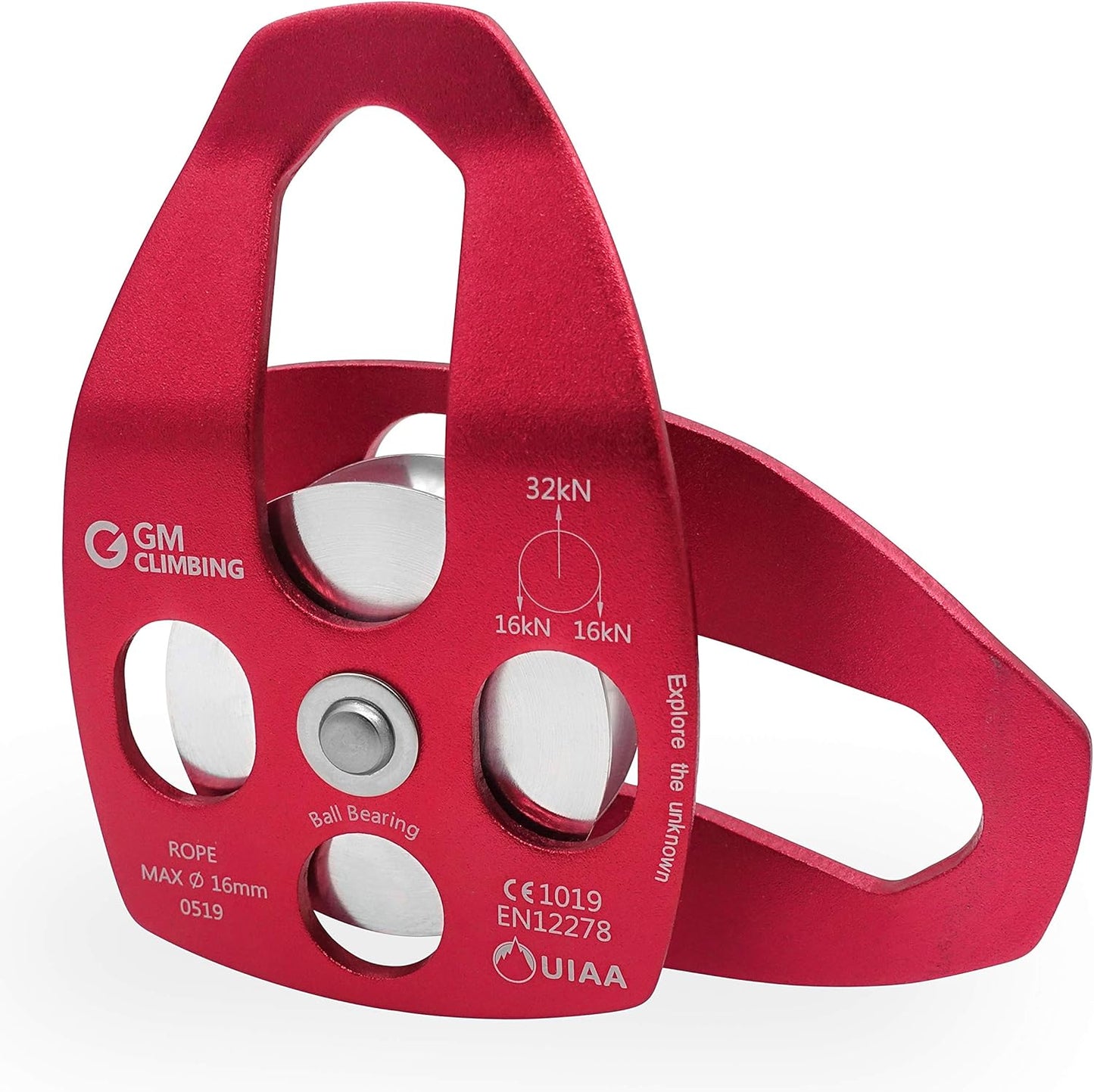 GM CLIMBING Large Rescue Pulley 32kN Single Sheave with Swing Plate CE UIAA Certified