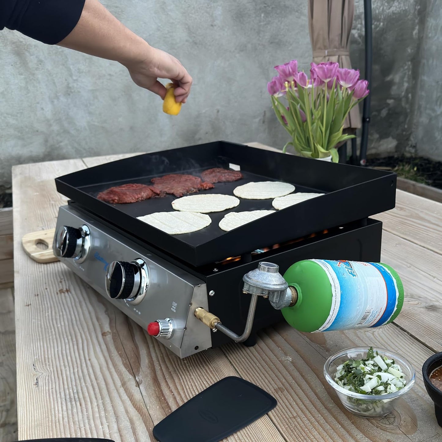 Flame King Refillable 1LB Empty Propane Cylinder Tank - Reusable - Safe and Legal Refill Option - DOT Compliant - 16.4 oz, Green