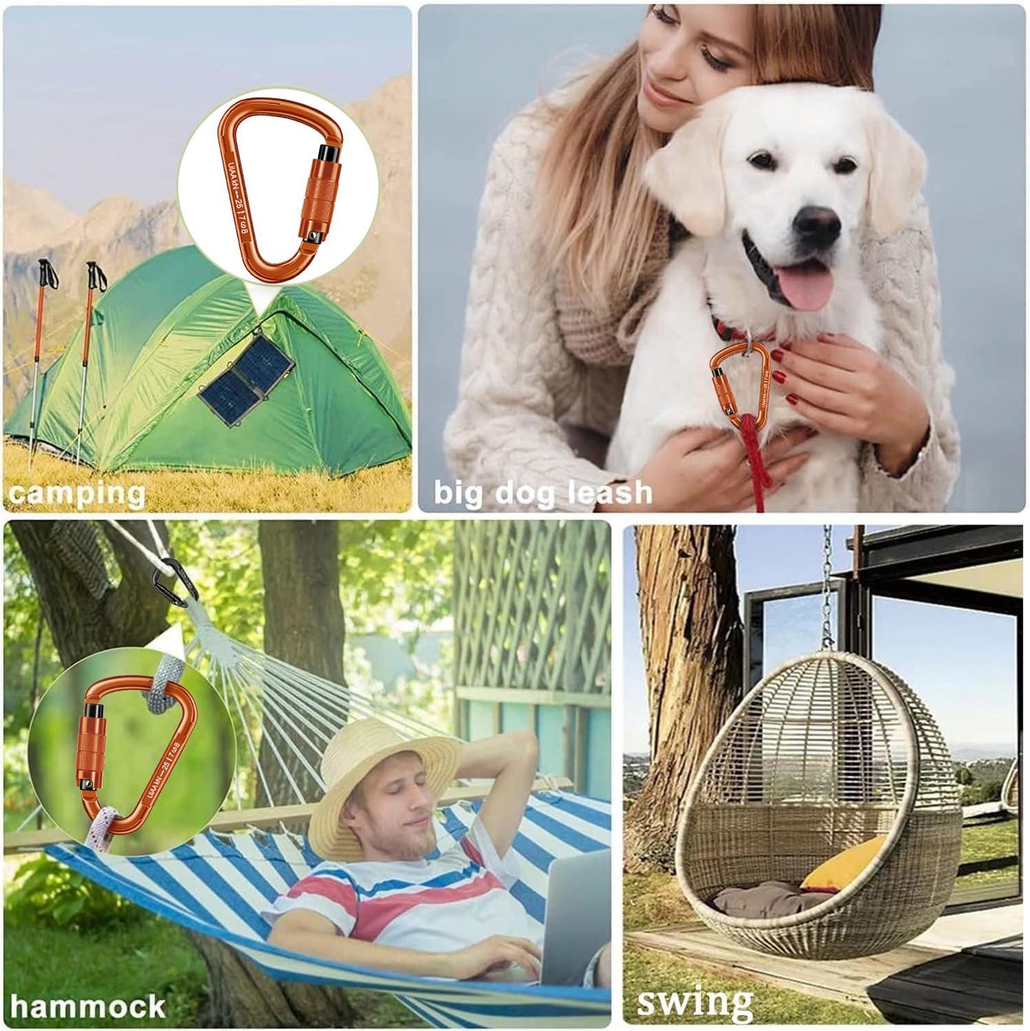 Auto Locking Carabiner 25kN UIAA Certified – Heavy Duty Climbing Carabiner for Rappelling, Hammock, Rescue, Swing, Dog Leash, Safety Gear, Outdoor Equipment