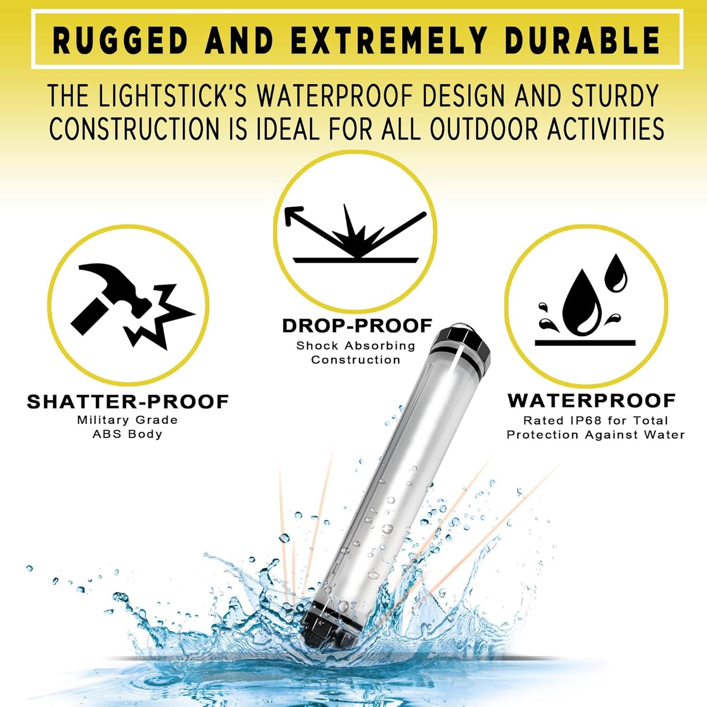 SunJack LightStick Camplight – Waterproof Rechargeable LED Flashlight & Power Bank | Portable Camping Lantern for Hiking, Backpacking, Swimming, Boating, Outdoors, Emergency & Survival Kits