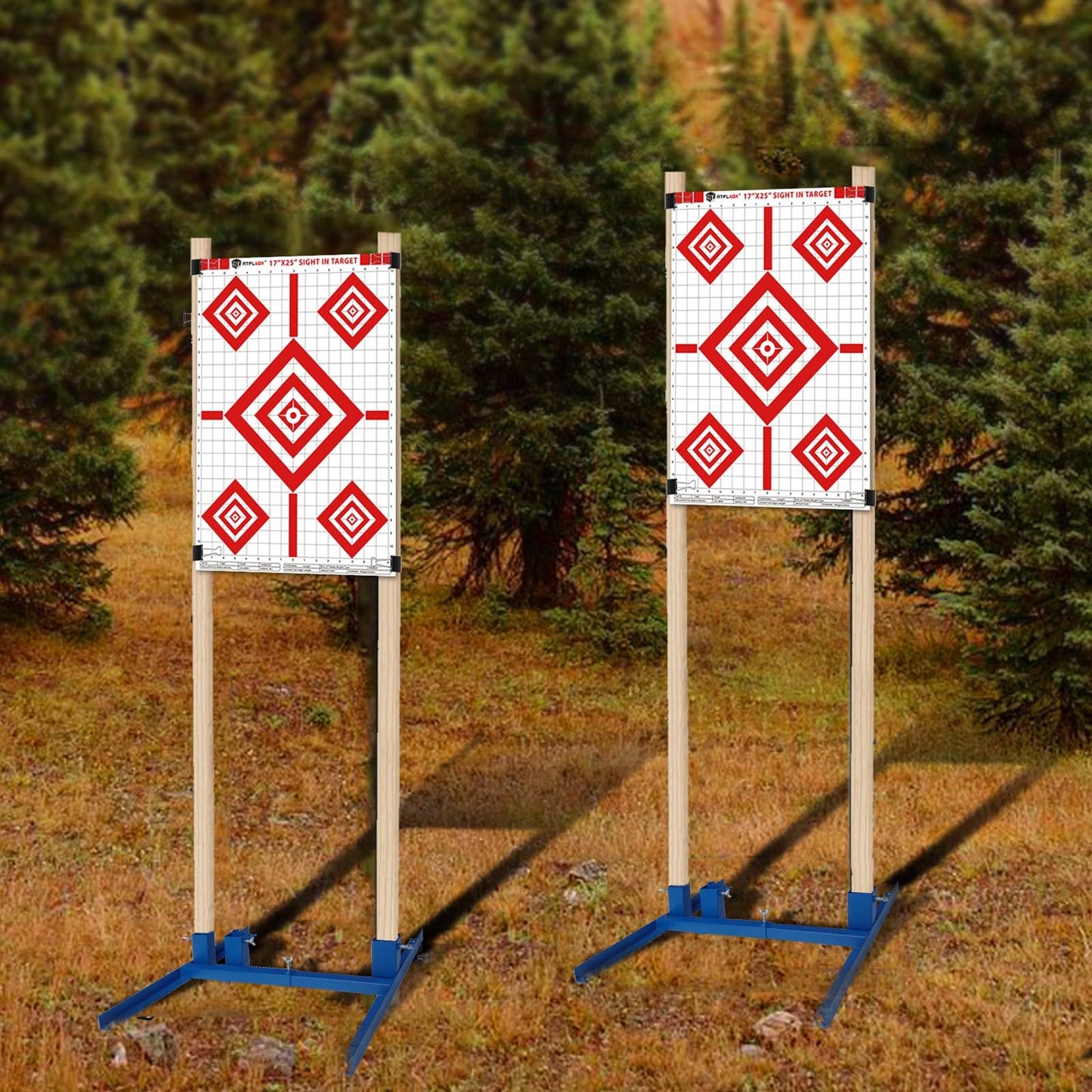 Atflbox Shooting Target Stand with 10pcs 17x25 Inch Sight in Paper Targets, Durable Paper Target Holder with Stable Adjustable Base for Cardboard Silhouette, H Shape, IPSC, IDPA Practice (1 Pack)