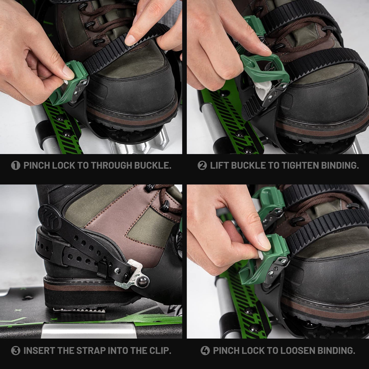 G2 30 Inches Light Weight Snowshoes Set with Trekking Poles, Anti-Slip Sole, Fast Ratchet Binding, for Women Men Youth (Green)