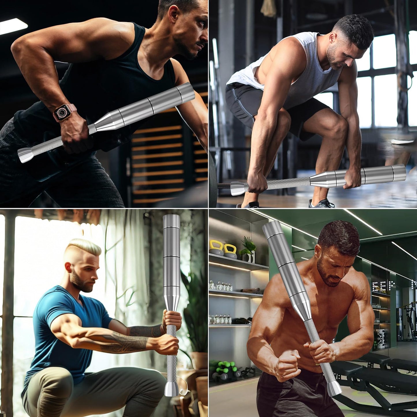 Adjustable Macebell Clubbell, 6-in-1 Premium Steel Indian Club, Strength Training Equipment for Full Body, Muscles, Shoulder, Grips & Forearms Workouts(6.5/9/11/13/15/17.5LBs)