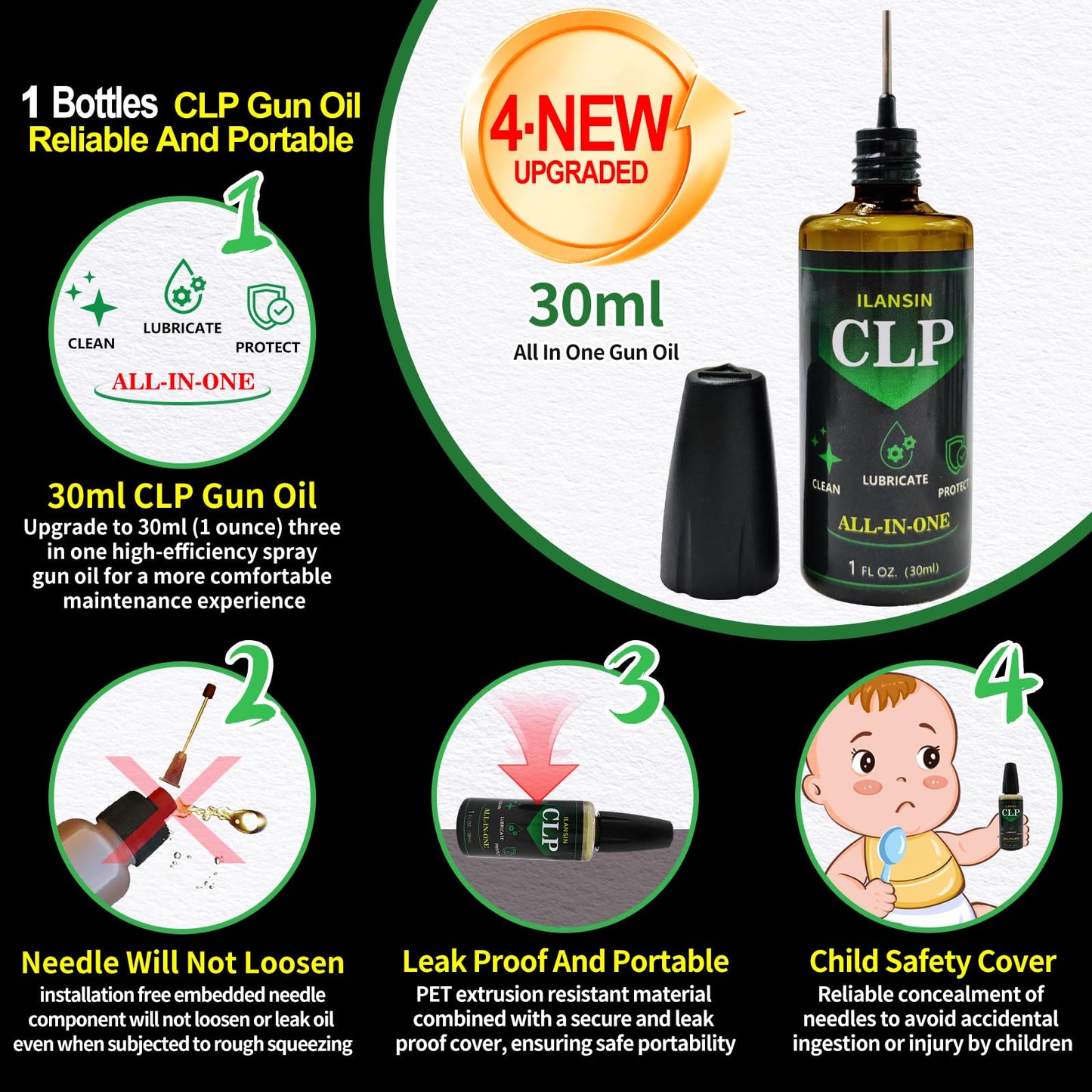 ILANSIN 1500PCS Gun Cleaning Patches+30ml CLP Oil,2"x2" Lint Free Gun Cleaning Cloth,Professional Wipes for Shot Pistol and All Caliber of Firearms. Store in a Box Can Store Gun Cleaning Kit