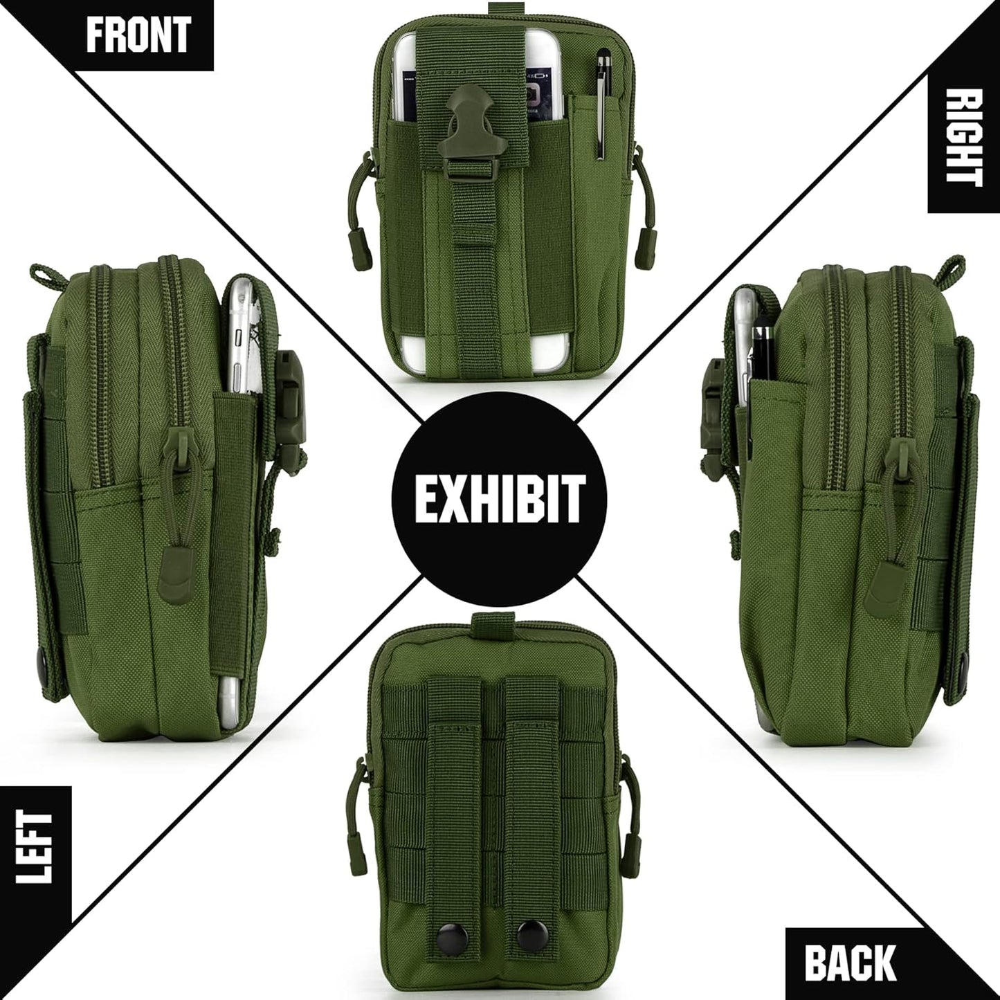 IronSeals Tactical Molle Pouch Compact Utility Waist Bag Phone Holster Holder for 4.7"-6.9" iPhone 15 Pro Max/15 Pro/14 Plus/14 Pro Max/14/13 Pro Max/13 Pro/12 Pro Max/11 Pro Max