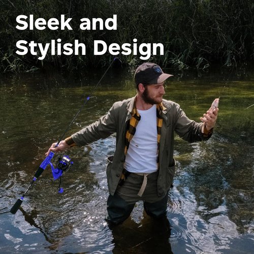 DaddyGoFish Spinning Fishing Rod and Reel Combo Set with Tackle Box | Kids Fishing Pole | Carbon Fiber Telescopic Fishing Rod Kit | Spinning Reel for Travel Saltwater Freshwater Fishing Gear Kit