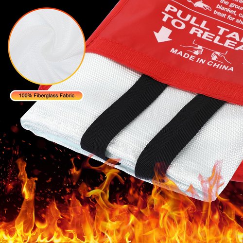Macarrie 40''x 40'' Fire Blanket Emergency with Hooks and Gloves Fire Suppression Blanket Fiberglass Safety Fireproof Survival for Kitchen Home Camping Picnic Warehouse Car(20 Pack)