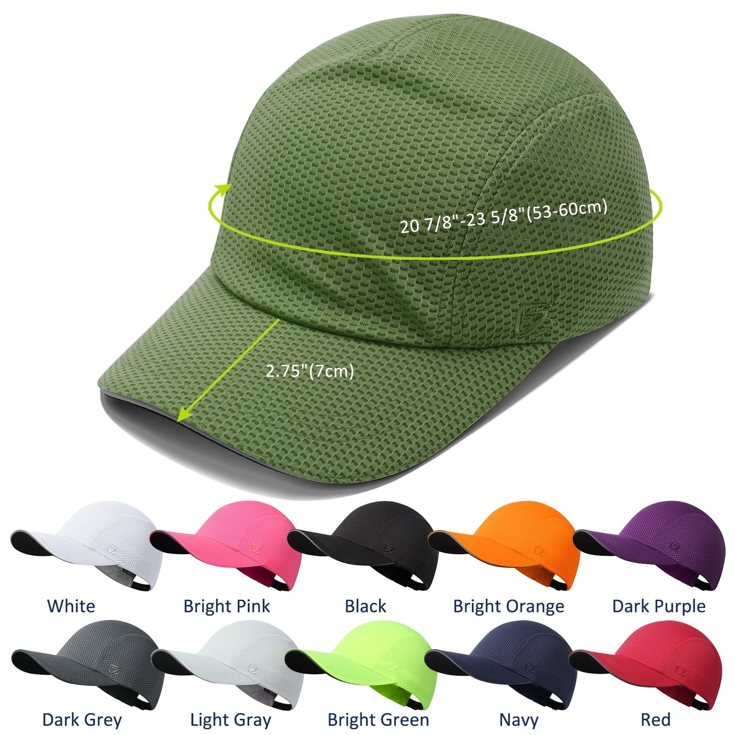 GADIEMKENSD Women's Race Day Running Hat Performance Mesh Baseball Cap Ventilation Lightweight Reflective Safety Ponytail Hats for Golf Hiking Beach Exercise Workout Gym Dark Green