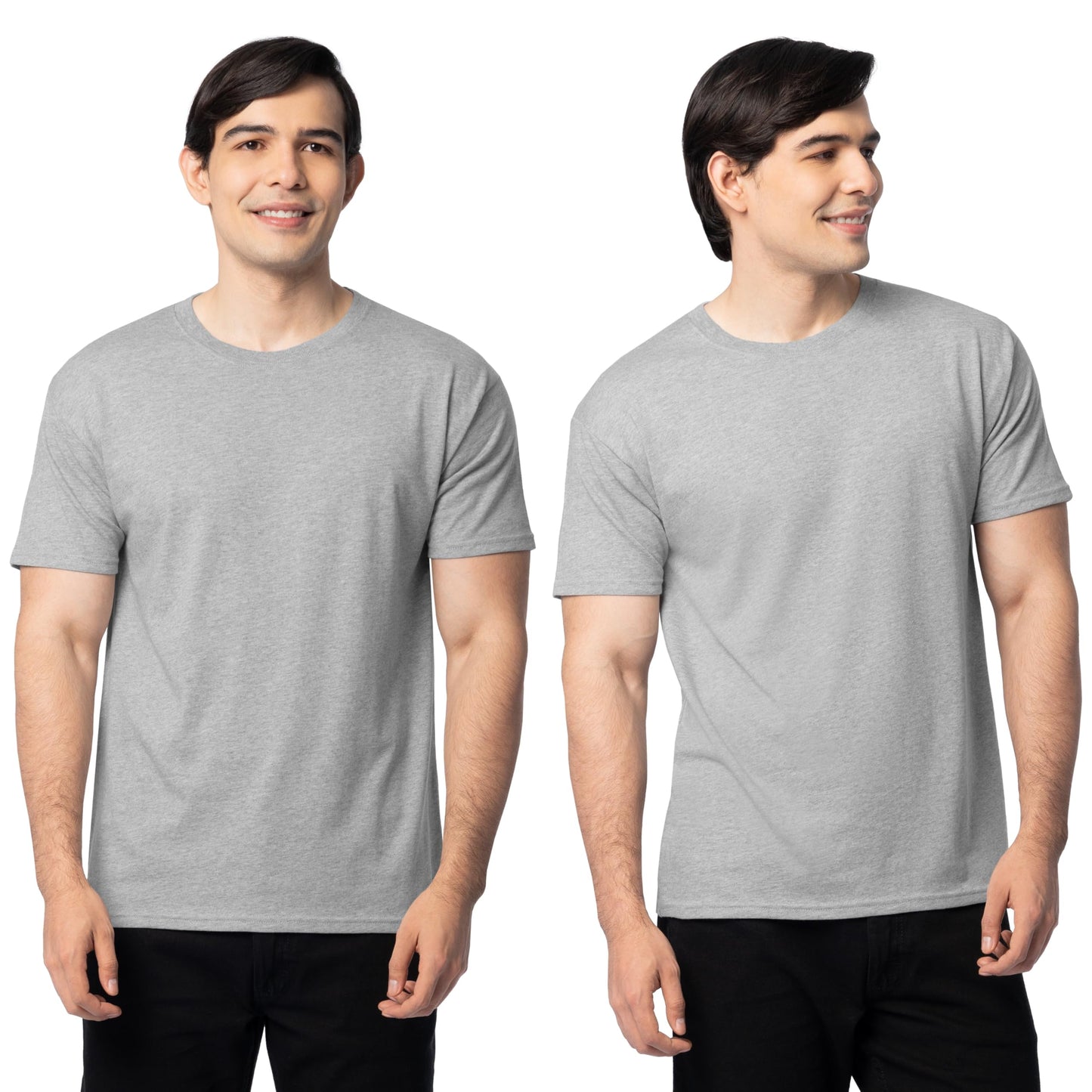 Fruit of the Loom Men's Eversoft Cotton T-Shirts (S-4XL), Crew-2 Pack-Grey Heather, Large