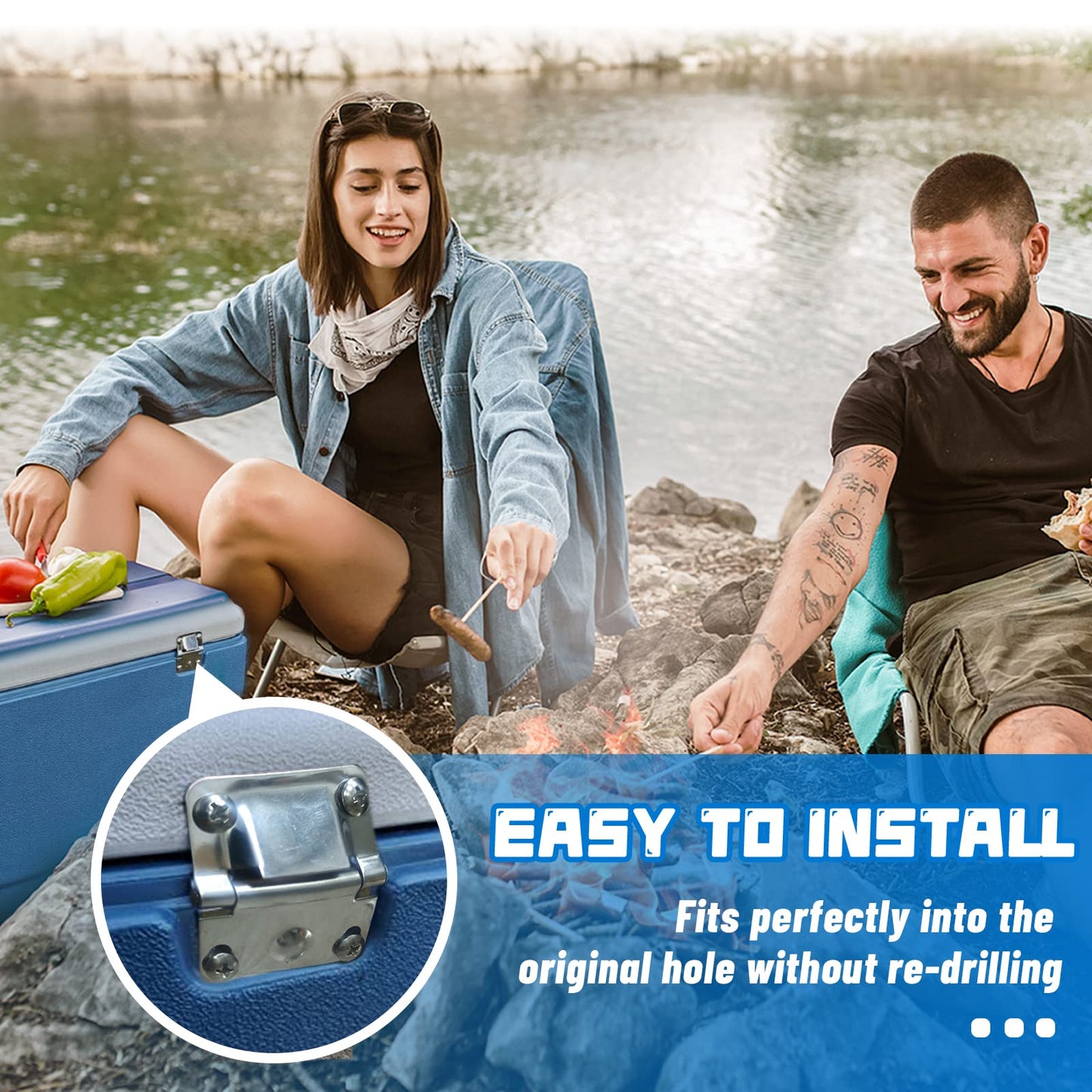 Alocs Cooler Hinges Replacement for Coleman, Stainless Steel Camping Coolers Accessories Replaces Coleman Ice Chest Hinges 5250 5286b 6262 6270 6286 5235 (4 Pack)