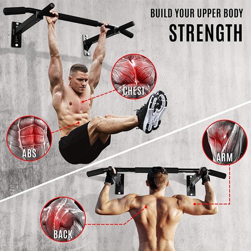 Yes4All Weight Durable Dip Belt With Chain/Portable Weight Lifting Belts/Multifunctional Wall Mounted Pull Up Bar/Chin Up Bar For Cross Training Home Gym Workout Strength Training Equipment