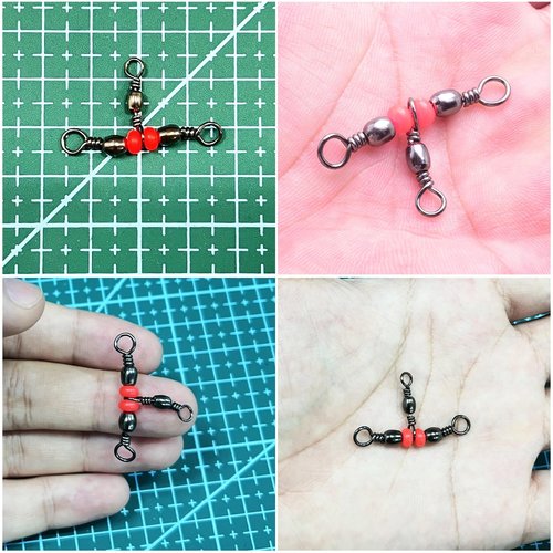 SquEqu 50 Pack Fishing Three Way Swivels Cross Line Barrel 3 Way Swivel Crossline Connector Tackle Trolling T-Turn Connection for Fishing Tackle Catfish Rig Surf Saltwater Freshwater Spider Rigging