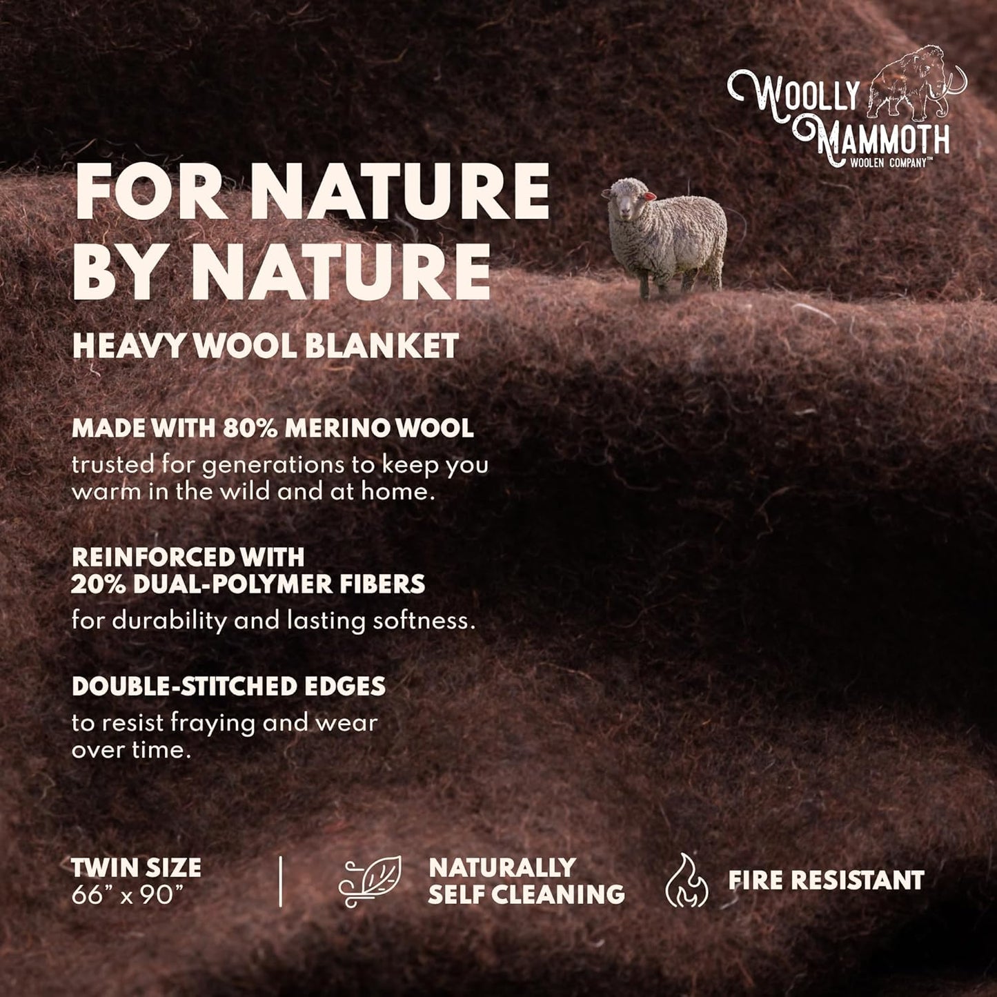 Woolly Mammoth Woolen Co. | Extra Large Merino Wool Camp Blanket | Perfect Outdoor Gear | Bedroll for Bushcraft, Camping, Trekking, Hiking, Survival, or Throw Blanket at the Cabin (Gray), 66" x 90"